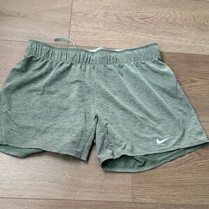 Nike Sage Green Women's Running Shorts with White Swoosh